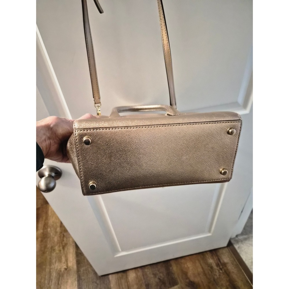 Kate Spade New York Metallic Gold Saffiano Leather Mini Satchel Crossbody Bag - Picture 9 of 14